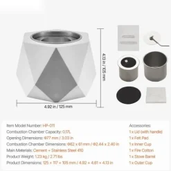 Bordplade Fire Pit Bowl, Betonpejs til Indendørs og Udendørs Brug, Holdbar, Moderne Design, Perfekt til Patio