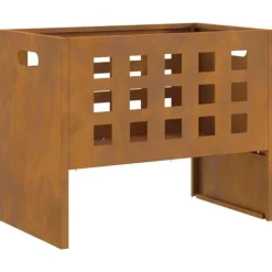 Bærbar bålsted i forvitret stål - Udendørs ildpit | Størrelse: 50x30x40 cm | Farve: Brun