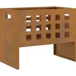 Bærbar bålsted i forvitret stål - Udendørs ildpit | Størrelse: 50x30x40 cm | Farve: Brun
