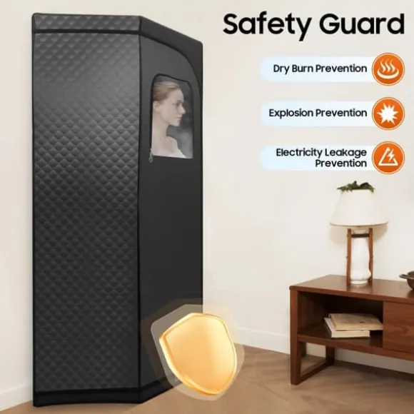 Bærbar dampsauna - Saunatelt til hjemmet - 1350 W - 3 l vandtank - 9 varmeniveauer - Timer 5–60 min - Foldbar stol - 1,15 m ledning
