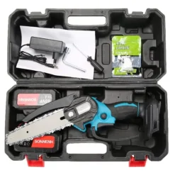 Bærbar elektrisk motorsav 6-tommer, 800W & 0,8 kg letvægts, 2x3000mAh batterier inkluderet