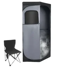 Bærbar Sauna Telt, 1350W, 3L Vandtank, 9 Varmeindstillinger, 5-60 Minutters Timer, Satin Bomulds Materiale