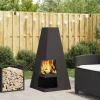 Bærbart bålsted i koldvalset stål - Udendørs komfur | Størrelse: 50x50x100 cm | Farve: Sort