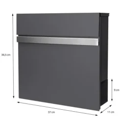 Brevlåda 37x36,5x11 cm antracit/svart marmorlook stål ML design