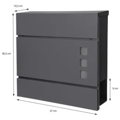 Brevlåda 37x36,5x11 cm antracit/svart marmorlook stål ML design