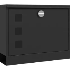 Brevspring med avisfack, vindue og 2 nøgler – sort metal 36,5×11,5×29 cm