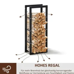 Brændeholder 40×25×100 cm, stål, op til 100 kg, sort