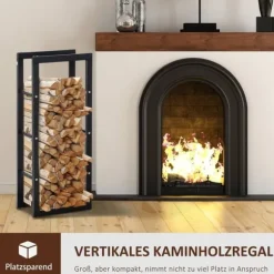 Brændeholder 40×25×100 cm, stål, op til 100 kg, sort