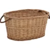 Brændekurv med håndtag i naturlig pil - Holdbar opbevaring til brænde | Størrelse: 58x42x29 cm
