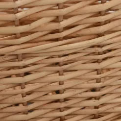 Brændekurv med håndtag i naturlig pil - Holdbar opbevaring til brænde | Størrelse: 58x42x29 cm