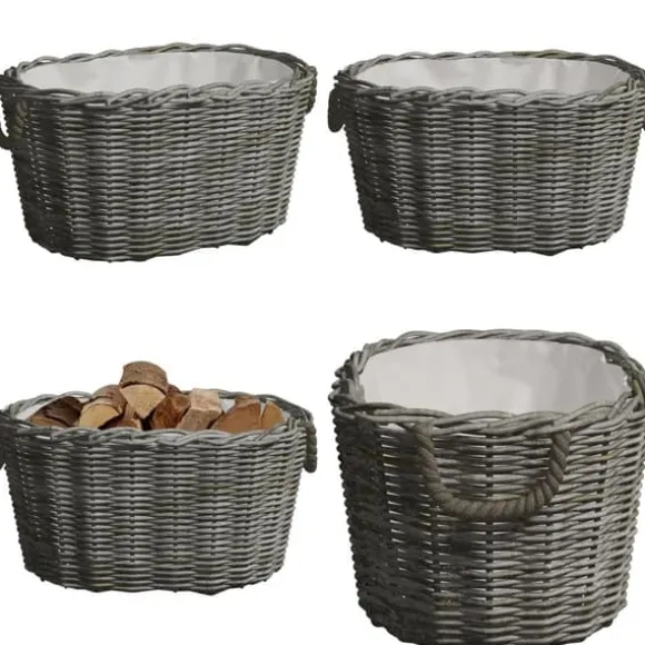 Brændekurv med håndtag 60x40x28 cm pil grå - Brændekurv - Brændekurve - Home & Living