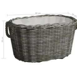 Brændekurv med håndtag 60x40x28 cm pil grå - Brændekurv - Brændekurve - Home & Living