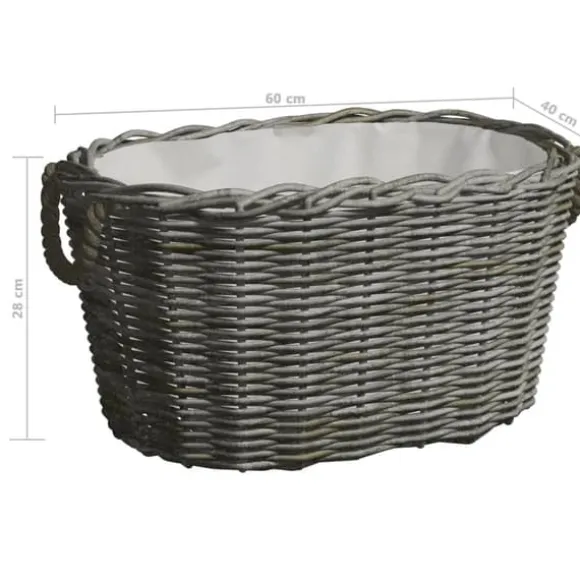 Brændekurv med håndtag 60x40x28 cm pil grå - Brændekurv - Brændekurve - Home & Living