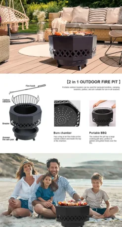 Brændeovn, Multifunktionel Grill, Bærbart Design, Holdbar Konstruktion