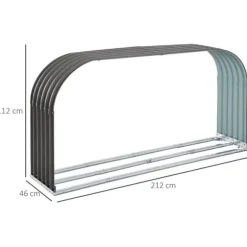 Brændeskur 0,85 m³, stål grå 208×46×112 cm – udendørs opbevaring