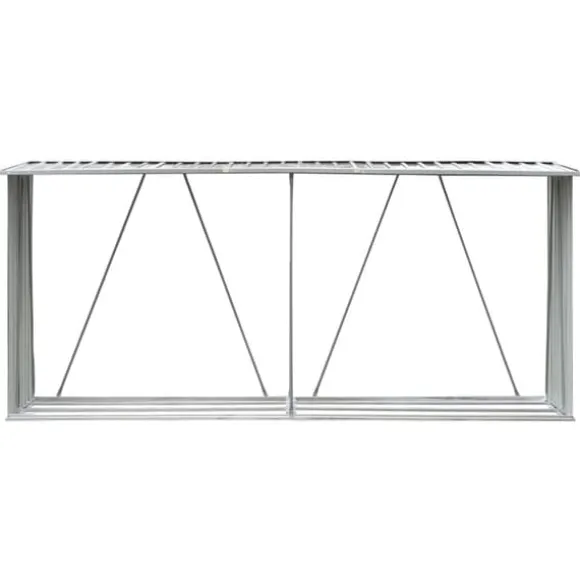 Brændeskur i galvaniseret stål - Holdbar opbevaring til brænde | Størrelse: 330x84x152 cm | Farve: Grå