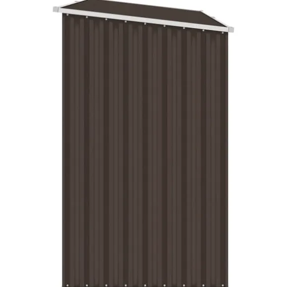 Brændeskur i galvaniseret stål - Haveskur med forlænget tag | Farve: Brun | Størrelse: 245x98x159 cm