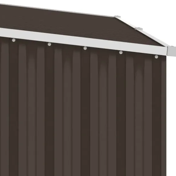 Brændeskur i galvaniseret stål - Haveskur med forlænget tag | Farve: Brun | Størrelse: 245x98x159 cm