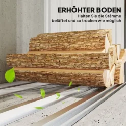 Brændeskur i stål med hævet bund og pulttag, 150×66,5×150 cm, mørkegrå