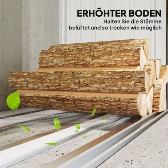 Brændeskur i stål med hævet bund og pulttag, 150×66,5×150 cm, mørkegrå