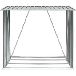 Brændeskur til haven - Galvaniseret stål | Størrelse: 163x83x154 cm | Farve: Grå