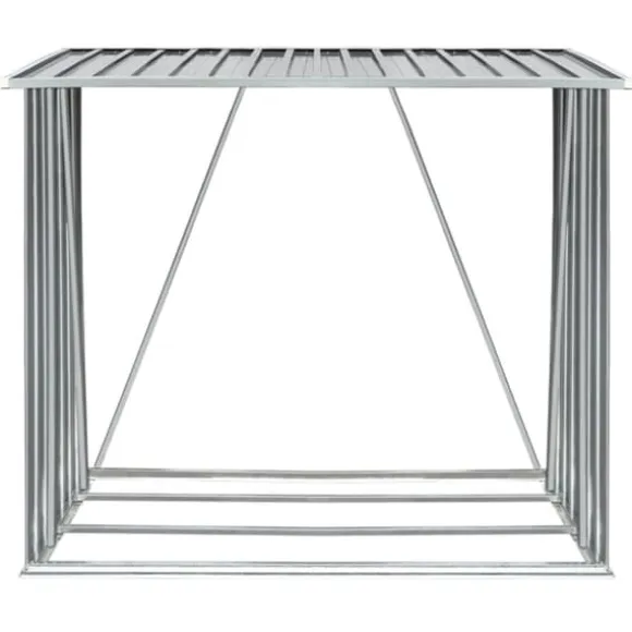 Brændeskur til haven - Galvaniseret stål | Størrelse: 163x83x154 cm | Farve: Grå