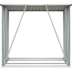 Brændeskur til haven - Galvaniseret stål | Størrelse: 163x83x154 cm | Farve: Grå