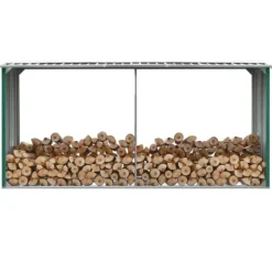 Brændeskur til haven 330 x 92 x 153 cm galvaniseret stål grøn - Brændeskur - Brændeskure - Home & Living