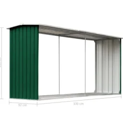 Brændeskur til haven 330 x 92 x 153 cm galvaniseret stål grøn - Brændeskur - Brændeskure - Home & Living