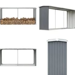 Brændeskur til haven galvaniseret stål 330 x 92 x 153 cm grå - Brændeskur - Brændeskure - Home & Living
