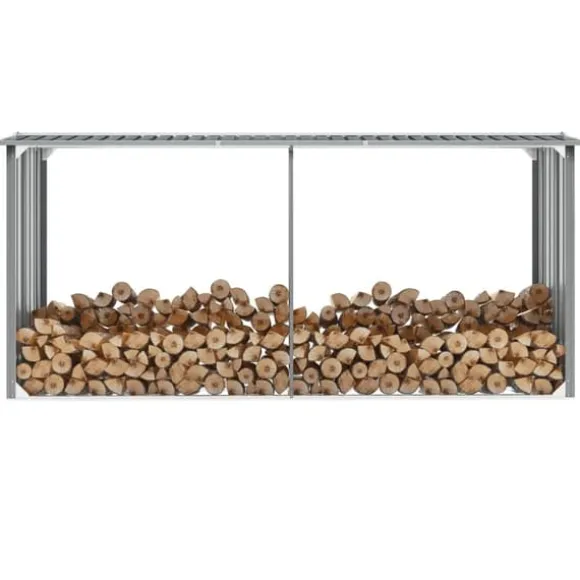 Brændeskur til haven galvaniseret stål 330 x 92 x 153 cm grå - Brændeskur - Brændeskure - Home & Living