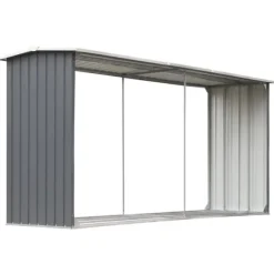 Brændeskur til haven galvaniseret stål 330 x 92 x 153 cm grå - Brændeskur - Brændeskure - Home & Living