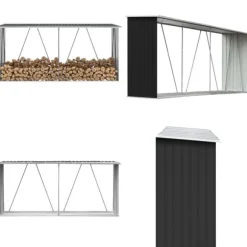 Brændeskur til haven 330x84x152 cm galvaniseret stål antracitgrå - Brændeskur - Brændeskure - Home & Living