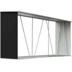 Brændeskur til haven 330x84x152 cm galvaniseret stål antracitgrå - Brændeskur - Brændeskure - Home & Living