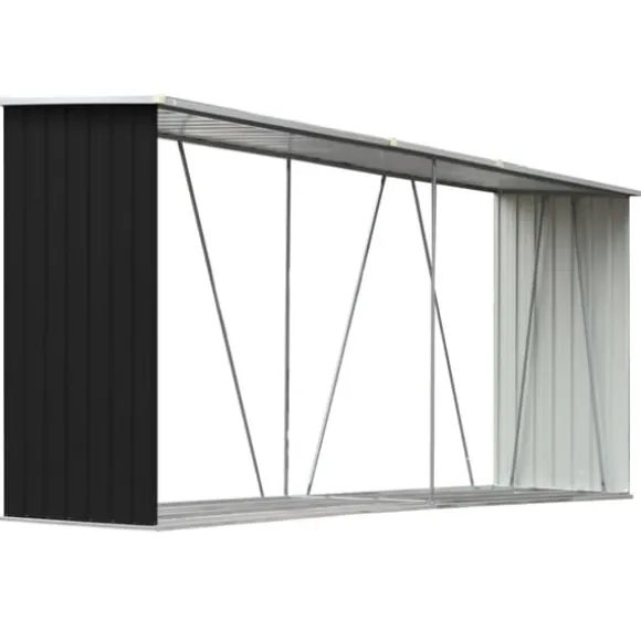 Brændeskur til haven 330x84x152 cm galvaniseret stål antracitgrå - Brændeskur - Brændeskure - Home & Living