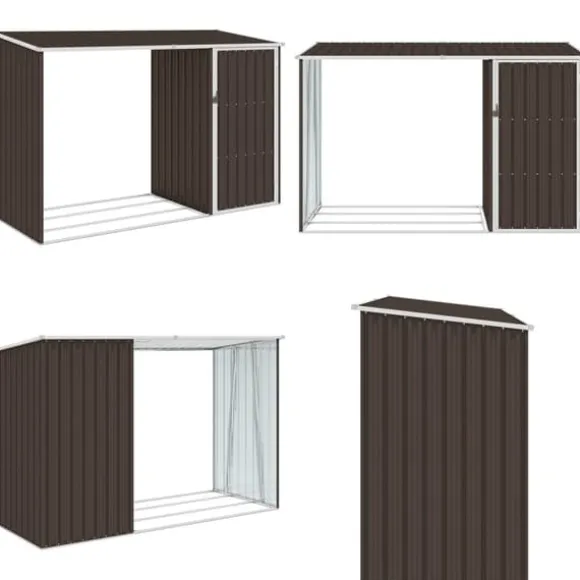 Brændeskur 245x98x159 cm galvaniseret stål brun - Haveskur - Haveskure - Home & Living