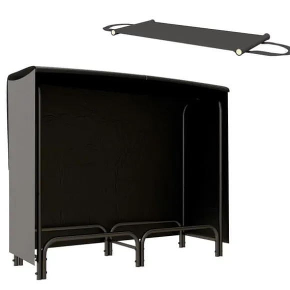 Brændestativ 120×36×99 cm med bæretaske & 600D vandafvisende overtræk, sort
