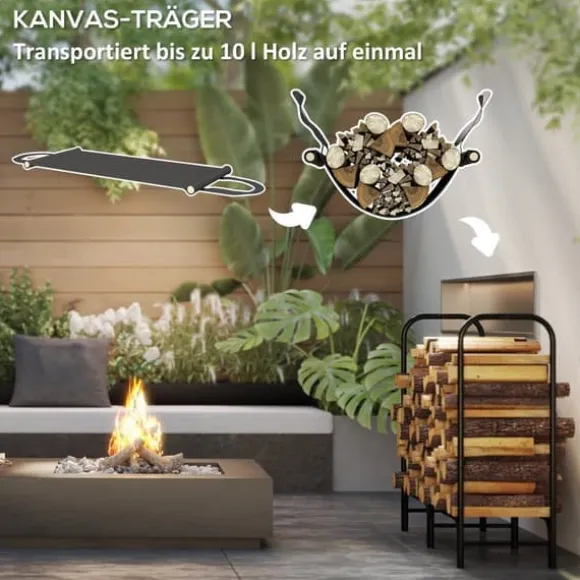 Brændestativ 120×36×99 cm med bæretaske & 600D vandafvisende overtræk, sort