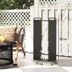 Brændestativ 36×30×90 cm med håndtag, stål, op til 30 kg, sort