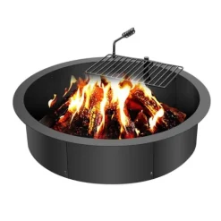 Brændestativ 35 tommer, BBQ ildring i stål, DIY lejrbål, holdbart design, perfekt til udendørs aktiviteter