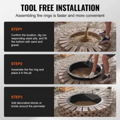 Brændestativ 35 tommer, BBQ ildring i stål, DIY lejrbål, holdbart design, perfekt til udendørs aktiviteter