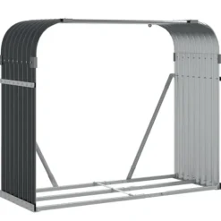 Brændestativ i galvaniseret stål - Holdbar brændeholder | Størrelse: 120x45x100 cm | Farve: Antracitgrå