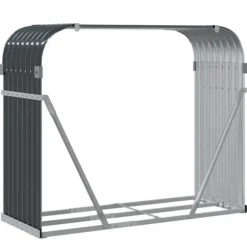 Brændestativ i galvaniseret stål - Holdbar brændeholder | Størrelse: 120x45x100 cm | Farve: Antracitgrå