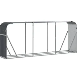 Brændestativ i galvaniseret stål - Robust brændeholder til pejs | Størrelse: 234x45x100 cm | Farve: Antracitgrå