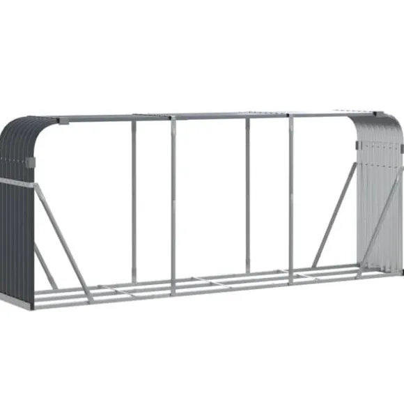 Brændestativ i galvaniseret stål - Robust brændeholder til pejs | Størrelse: 234x45x100 cm | Farve: Antracitgrå