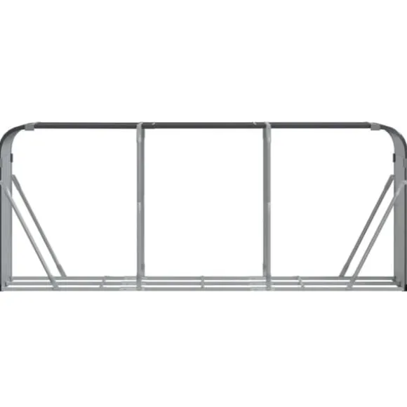 Brændestativ i galvaniseret stål - Robust brændeholder til pejs | Størrelse: 234x45x100 cm | Farve: Antracitgrå