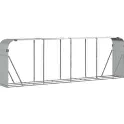 Brændestativ i galvaniseret stål - Brændeholder | Størrelse: 300x45x100 cm | Farve: Sølv