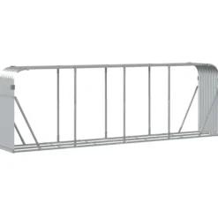 Brændestativ i galvaniseret stål - Brændeholder | Størrelse: 300x45x100 cm | Farve: Sølv