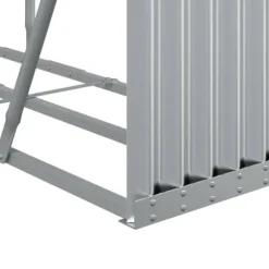 Brændestativ i galvaniseret stål - Holdbar brændeholder | Størrelse: 180x45x100 cm | Farve: Sølv