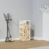 Brændestativ i koldvalset stål - Robust og stilfuld | Størrelse: 25x25x60 cm | Farve: Hvid